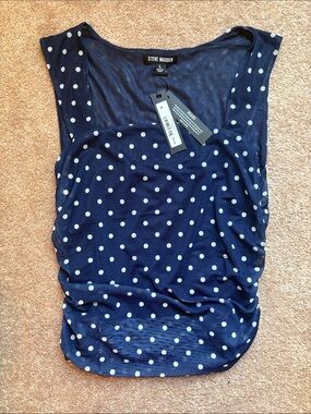 NEW WITH TAGS // Navy and White Polka Dot Tank (Steve Madden, Large)